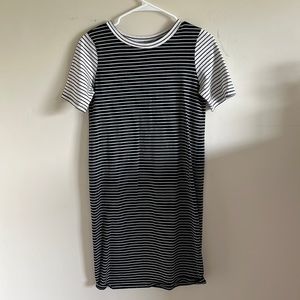 Black and white striped tee shirt dress